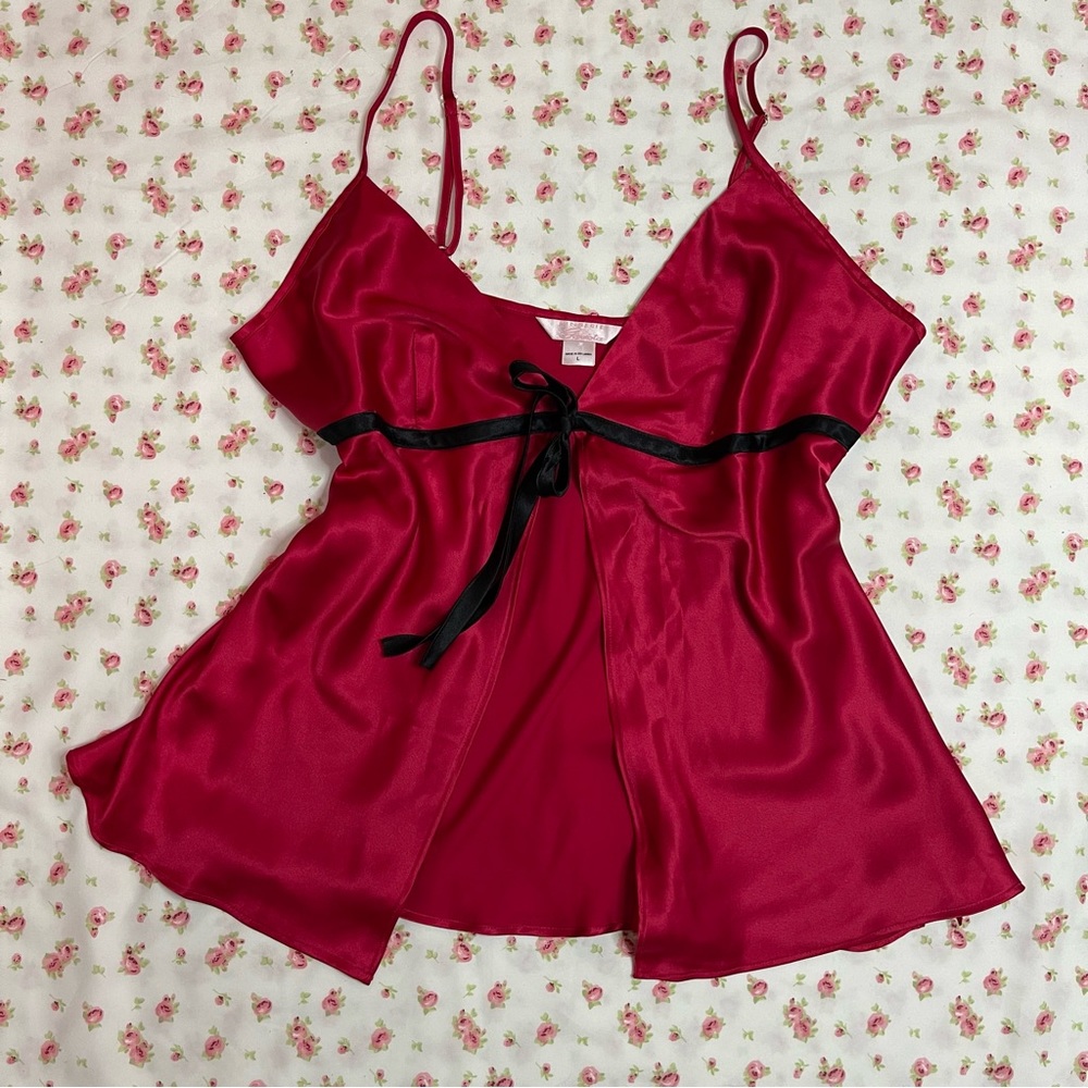 Red babydoll dress with tie front size L